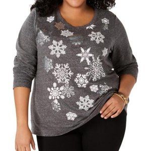 Style & Co. Womens Plus Graphic Beaded Sweatshirt